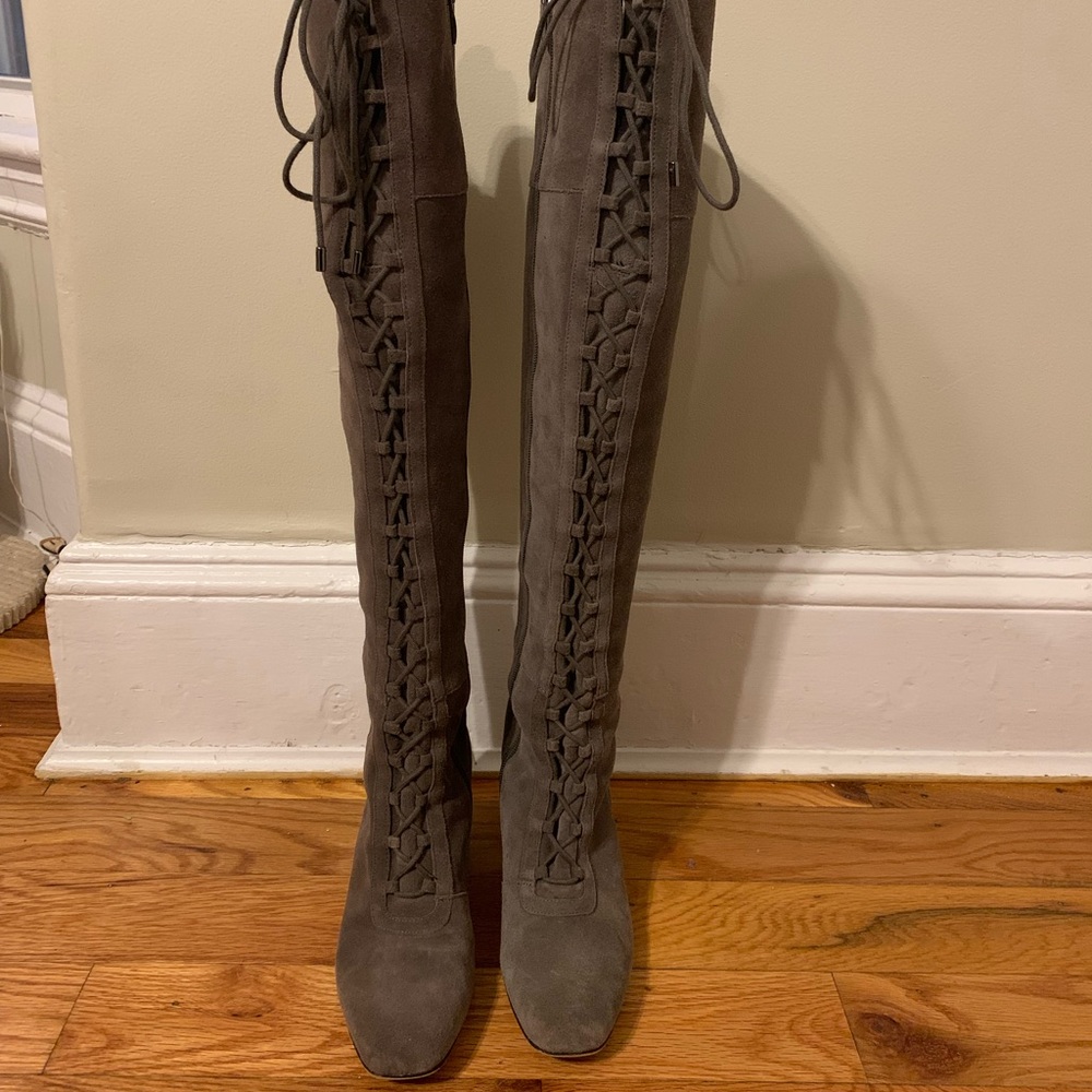 Franco Sarto Grey Suede Leath Boots
